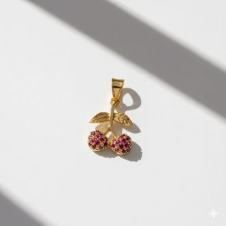 Crystal cherry charm, aranyozott