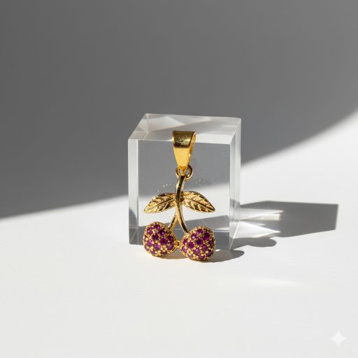 Crystal cherry charm, aranyozott