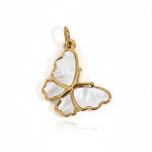 Gyöngyfény pillangó charm – aranyozott