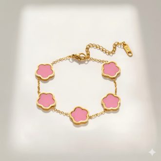 Clover karkötő - pink, aranyozott