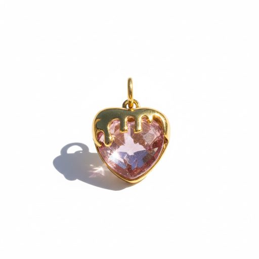 Pink Crystal Love charm, aranyozott