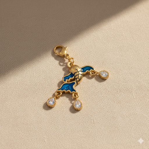 Blue Koi charm, aranyozott