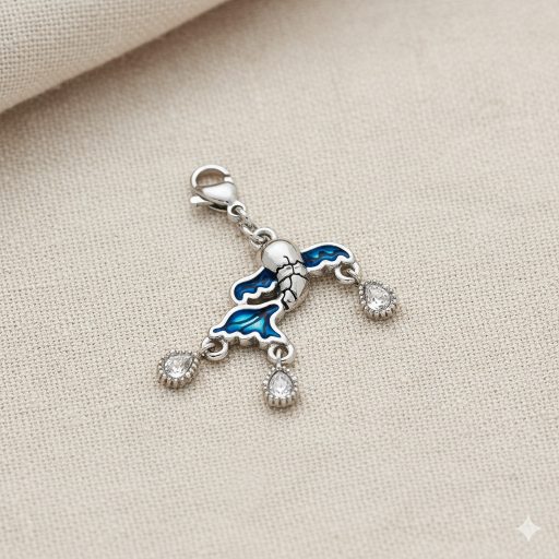 Blue Koi charm - fehérarany, aranyozott