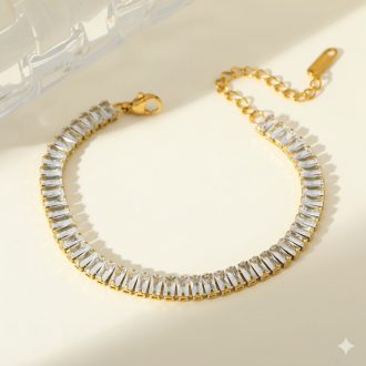 Crystal Luxe aranyozott karkötő, hókristály