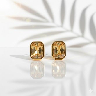 Birthstone fülbevaló - champagne, aranyozott