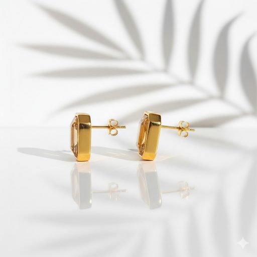 Birthstone fülbevaló - champagne, aranyozott