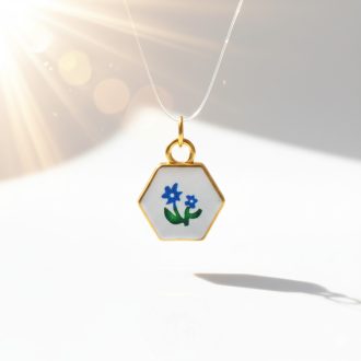 Virág olajfestmény charm, aranyozott