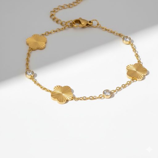 Clover crystal aranyozott karkötő