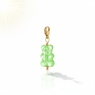 Gumimaci charm - világoszöld, aranyozott