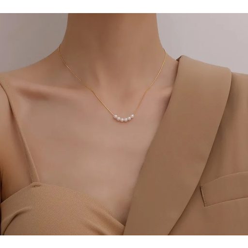 Crystal pearl nyaklánc, 18 karátos aranyozott