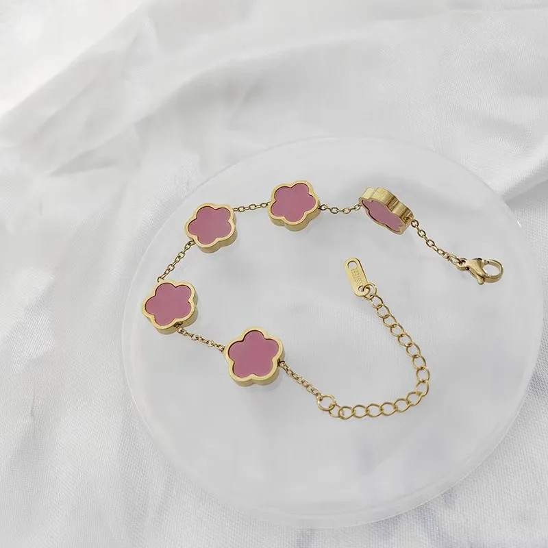 Clover karkötő - pink, aranyozott